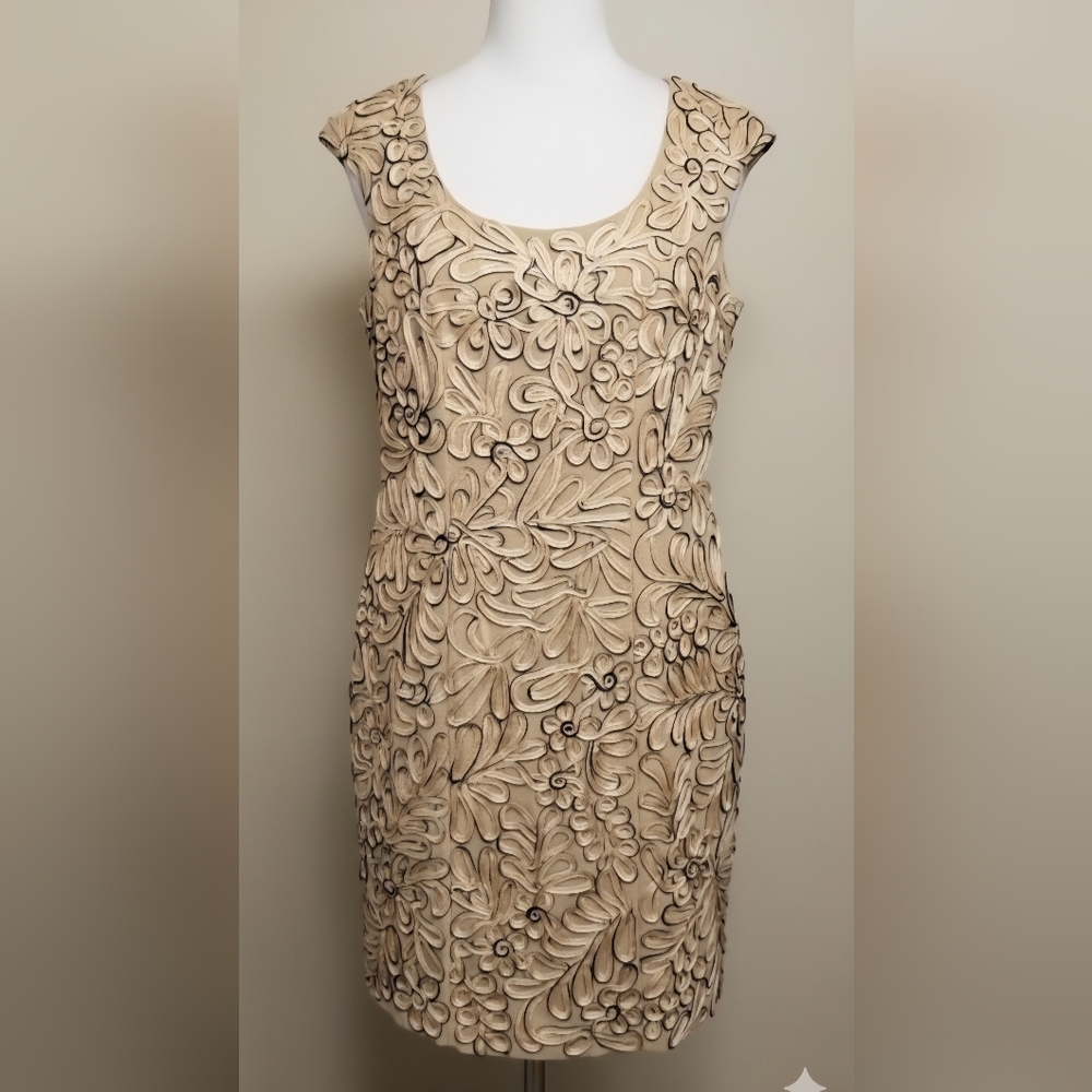 Vintage Sue Wong Size 4 Champagne Soutache Embroidered Cocktail Dress - Picture 2 of 4